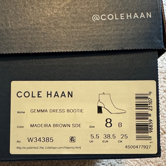 Cole Haan Madeira Brown Suede Ankle Boots with Block Heel (Gemma Dress Bootie) - Picture 5 of 5